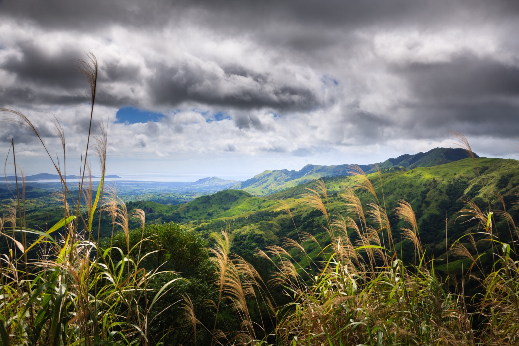 Fiji landscape under dramatic weather